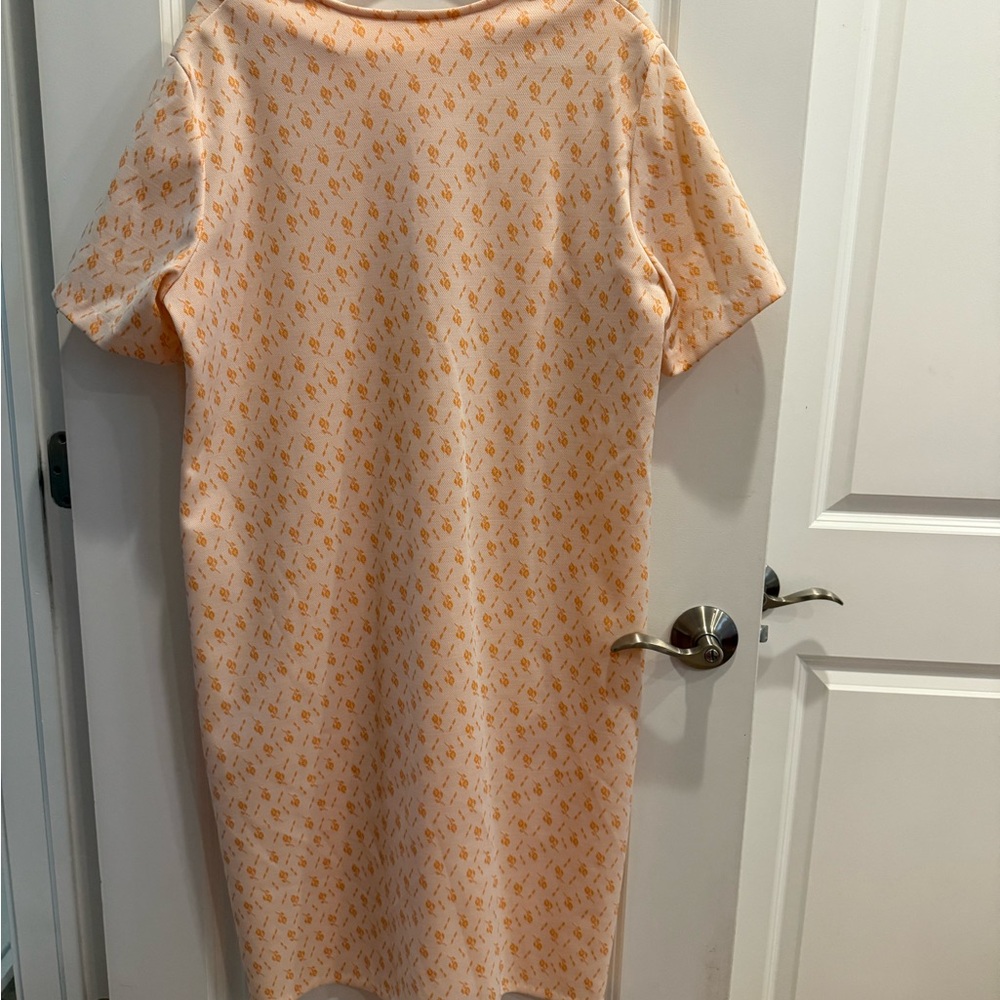 Vintage Elegant Orange Patterned Dress